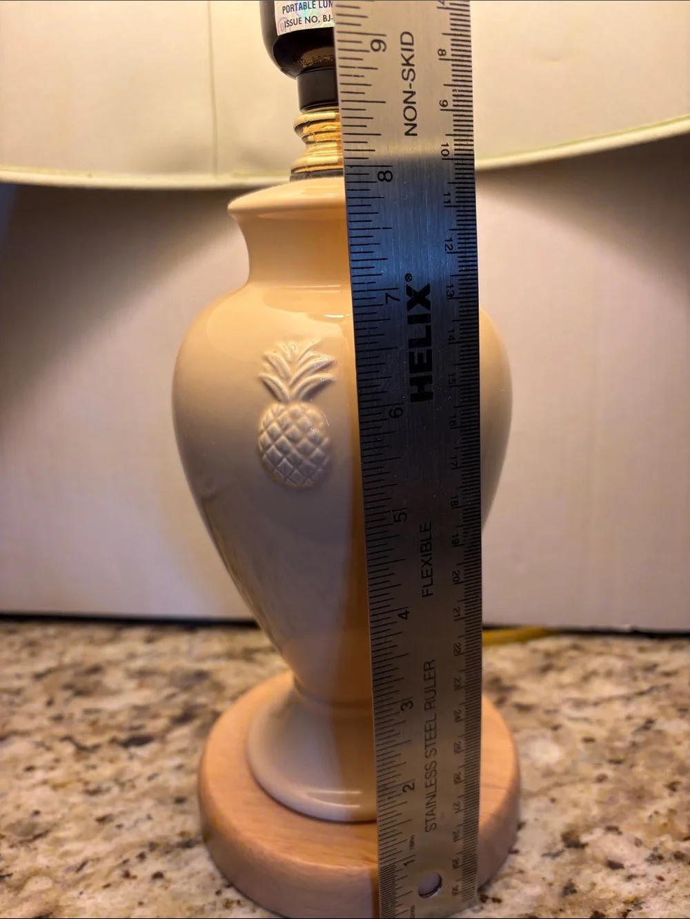 Pineapple Ceramic Lamp with Green Shade.